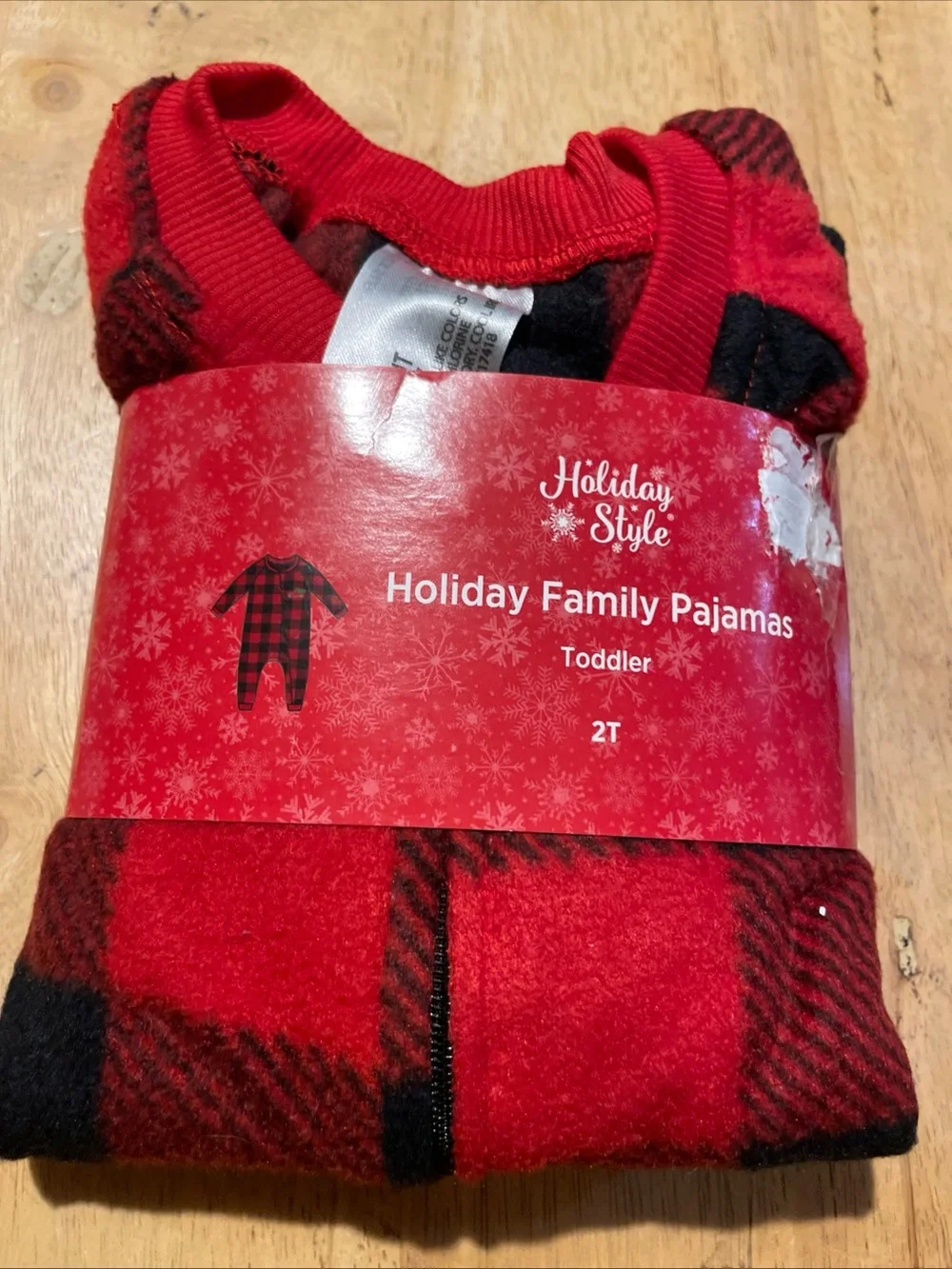 New Holiday style Toddler Red Buffalo Plaid 1 piece Pajamas 2T
